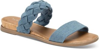 Sun + Stone Easten Slide Womens Blue Braided Strap Slip On Sandals ZPO3842