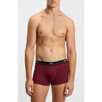 BOSS Assorted 5-Pack Essential Stretch Cotton Trunks in Black/Red/Grey/Navy at Nordstrom, Size Xx-Large