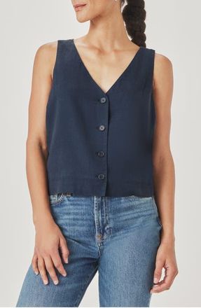 Splendid Adele Linen Blend Vest in Navy Blue at Nordstrom, Size X-Large