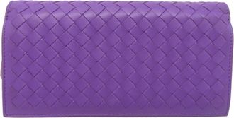 Bottega Veneta Purple Leather Long Wallet (Bi-Fold) (Pre-Owned)