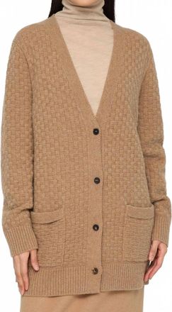 Lafayette 148 New York Basket Stitch Cardigan In Cammello Melange