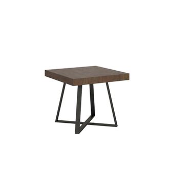 ITYhome Mesa extensible 90x90/194 cm efecto madera, nogal