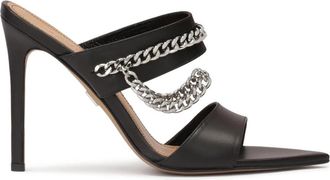 Kazar Leren muiltjes met hak versierd met ketting - Dames - Muiltjes - Zwart - 38 EU - Leer - Schoenen