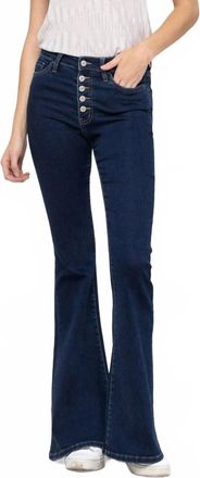 Flying Monkey Jennifer High Rise Button Fly Flare Jeans In Blue