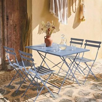 Sweeek 4-seater Folding Metal Bistro Garden Table in Blue