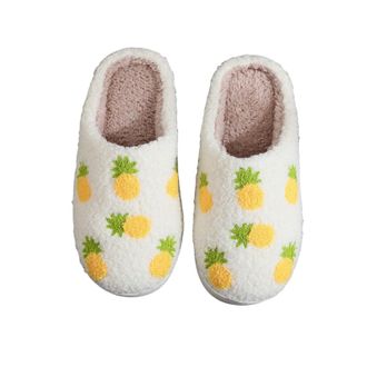 Generic Pineapple Slippers Fruit Slippers Women Warm Fuzzy Slides Indoor Bedroom Slides Slip On Anti Skid Slipper Yellow Pineapple Slipper Comfort Fit House S