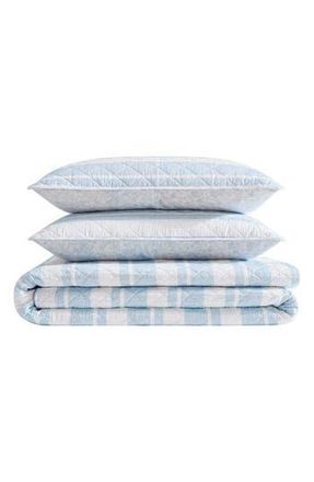 Nautica Seafront Stripe Reversible Cotton Quilt Set in Blue Seafront Stripe at Nordstrom Rack, Size Full/queen