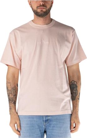 Stone Island Tops, Heren, Roze, M, Katoen, Katoenen Jersey T-Shirt