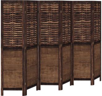 vidaXL Vidaxl - Biombo Separador De 6 Paneles Madera Paulownia Marr&oacute;n Oscuro