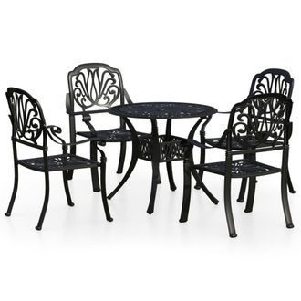 vidaXL Mesa Y Sillas De Bistr&oacute; 5 Piezas Aluminio Fundido Negro Vidaxl