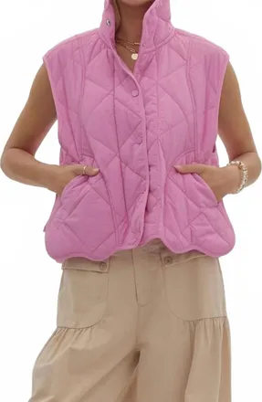 Entro Sleeveless Quilted Vest In Pink