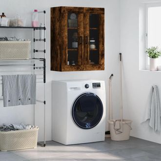 Berkfield Home Wall Mounted Cabinet Smoked Oak 69.5x34x90 cm in Brown