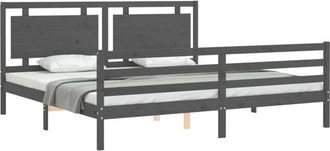 vidaXL Bed Frame without Mattress Grey 200x200 cm Solid Wood Vidaxl