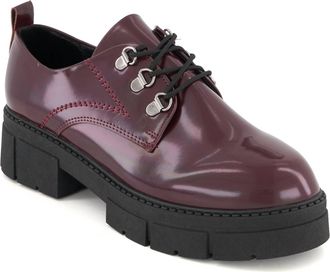 Andrea Womens Chunky Sole Patent Oxfords In Burgundy