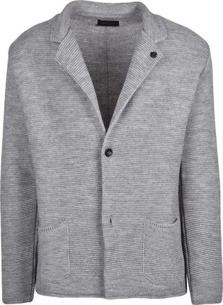 Out / Fit Grey Textured Acrylic-Blend Knit Blazer