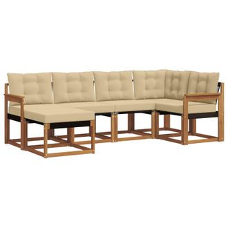 vidaXL Conjunto De Sof&aacute;s De Exterior Con Coj&iacute;n 6 Pcs Natural Y Beige Vidaxl