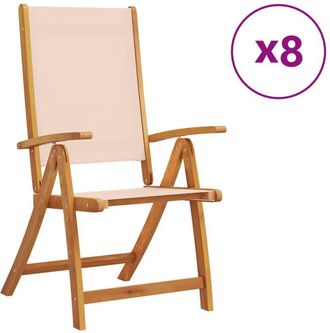 vidaXL Vidaxl - Folding Garden Chairs 8 pcs Solid Wood Acacia and Textilene