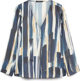Fiorella Rubino Gedrukte satijnen blouse - Dames - Blouses - Veelkleurig - 3XL - Satijn - Overhemden