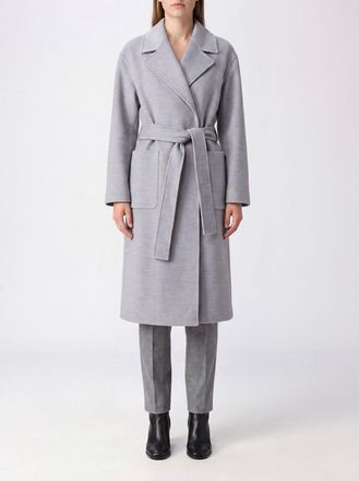 Fabiana Filippi Cappotto lungo a vestaglia in lana merino con cintura
