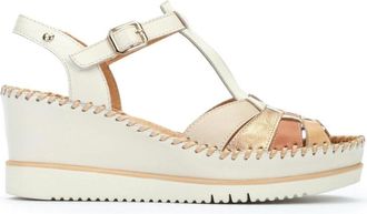 Pikolinos Schoenen, Dames, Beige, 41 EU, Off white sleehak leren sandaal