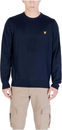 Lyle & Scott Katoenen sweatshirt met ribgebreide boorden - Heren - Ronde hals truien - Blauw - 2XL - Katoen - Truien & Vesten