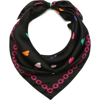 Kurt Geiger Rainbow Hearts Large Square Silk Scarf in Classic Rainbow at Nordstrom