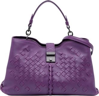 Bottega Veneta Pre-owned Woven Leather Top Handle Bag - Dames - Pre-owned - Paars - Maat: ONE Size Leer