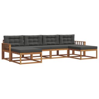 vidaXL Conjunto De Sof&aacute;s De Exterior 6 Pcs Natural Y Antracita Vidaxl