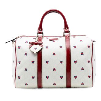 Gucci Tweedehands Medium GG Supreme Hearts Joy Boston Bag