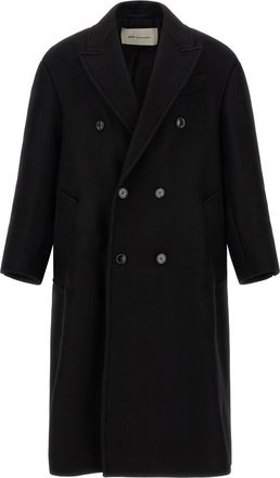 Ami Black Peaked Lapel Coat
