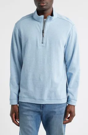 Tommy Bahama Flipview Reversible Half Zip Pullover in Blue Muscari Heather at Nordstrom, Size Xx-Large