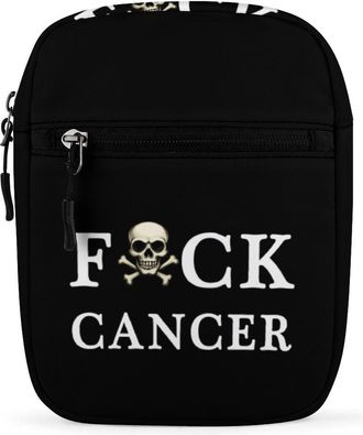 Generic Fuck Cancer Skull And Crossbones Crossbody Bag Adjustable Satchel Cute Shoulder Bag Lightweight Sling Bags