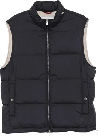 Brunello Cucinelli Gewatteerd Gilet - Heren - Bodywarmers - Blauw - M - Jassen