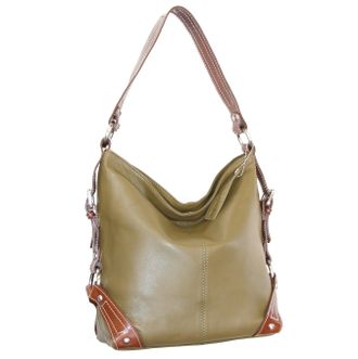 Nino Bossi Leather Bucket Bag in Loden