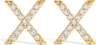 House of Brilliance 10K Gold 1/10 Cttw Diamond Initial A to Z Stud Earring