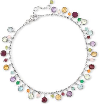 Ross-Simons Multi-Gemstone Drop Anklet in Sterling Silver