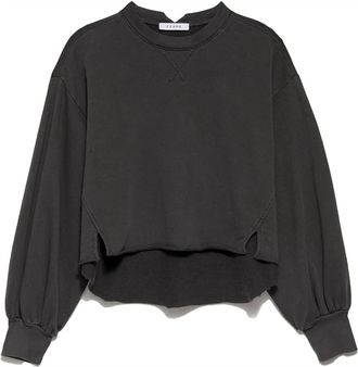 Frame Denim Womens Easy Shirtail Sweatshirt In Faded Noir
