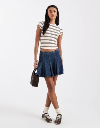 Levi's Godet - Minigonna in denim a pieghe lavaggio scuro-Blu
