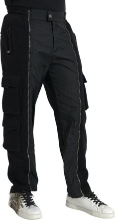 Dolce & Gabbana Mens Black Cotton Blend Skinny Pants Polyester