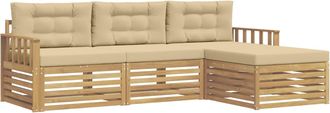vidaXL Conjunto De Sof&aacute;s De Exterior 4 Uds. Y Beige Poli&eacute;ster Vidaxl