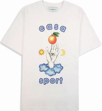 Casablanca Mens Mens White Casablanca Talisman Printed T-Shirt - Size: 38