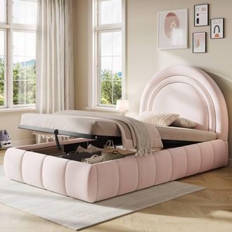 Matteo Pink Velvet Upholstered Hydraulic Storage Bed - Childrens Single 3ft