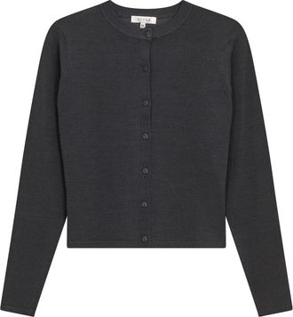 Vivid Cropped Ribbed Button Front Knit Cardigan in Dark Grey Mix at Nordstrom, Size Large
