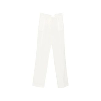 Elisabetta Franchi Trousers in Gabardine Fabric - female - Elisabetta Franchi - Straight Trousers - White - XS - Trousers