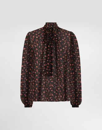 Dolce & Gabbana Small Rose-print Chiffon Top - Woman Shirts And Tops Multicolor 40