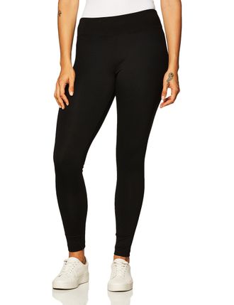 Danskin Womens Signature Wide Waist Yoga Ankle Legging, Rich Black, Large