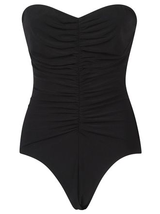 Norma Kamali Strapless Shirred Polyester One-Piece