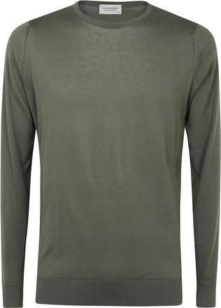 John Smedley Truien & Vesten, Heren, Groen, S, Trui met lange mouwen en ronde hals