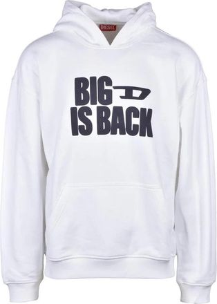 Diesel White Graphic Cotton Hoodie