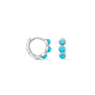 Dower & Hall Small Azure Turquoise Huggie Hoops